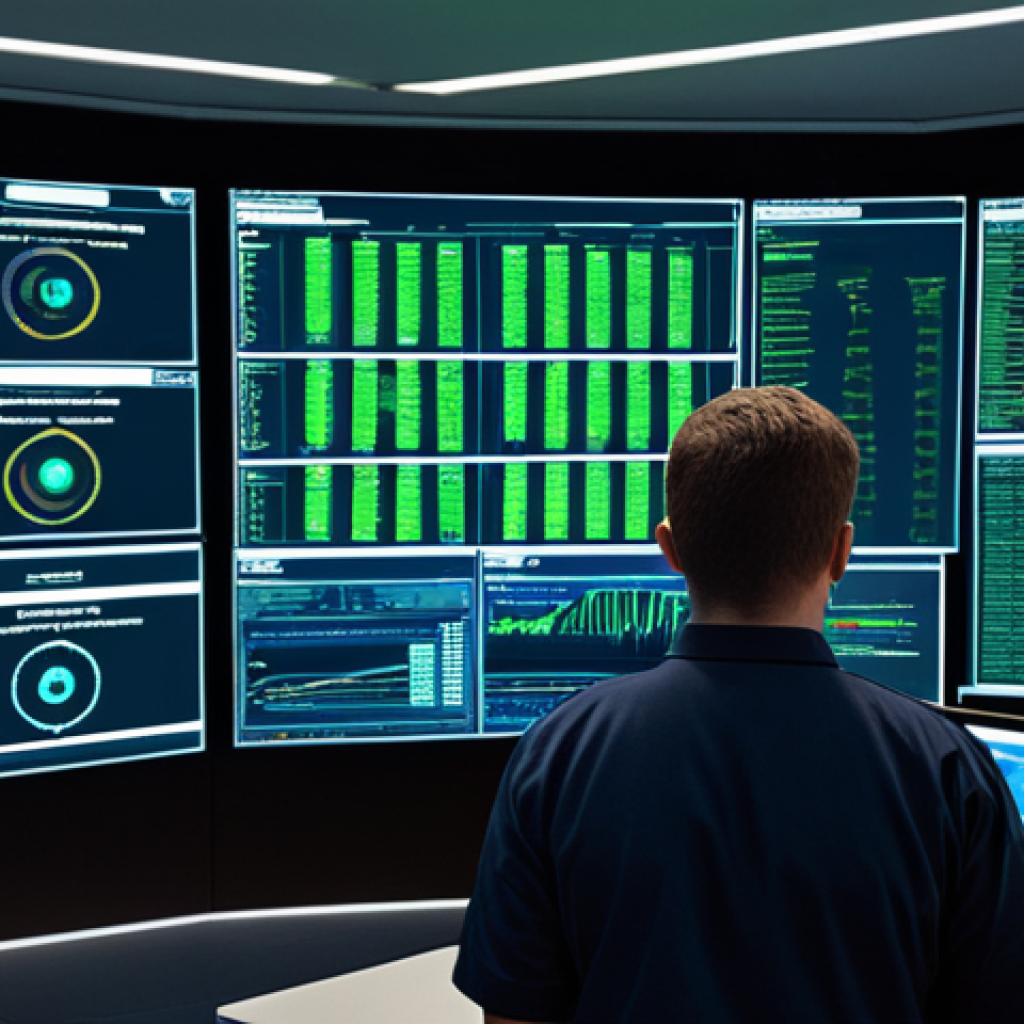 **

A digital representation of a security operations center (SOC) in action. Focus on the visual elements of monitoring screens displaying code and network activity, analysts collaborating, and a sense of urgency and alertness. Include keywords like "cybersecurity," "incident response," "threat detection," and "teamwork." The color palette should be a mix of dark blues, greens, and reds to convey the seriousness of the situation.

**