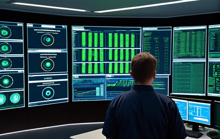 **
A digital representation of a security operations center (SOC) in action. Focus on the visual elements of monitoring screens displaying code and network activity, analysts collaborating, and a sense of urgency and alertness. Include keywords like "cybersecurity," "incident response," "threat detection," and "teamwork." The color palette should be a mix of dark blues, greens, and reds to convey the seriousness of the situation.
**