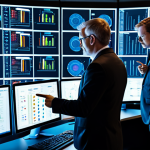 Home 5 A diverse team of adult cybersecurity professionals in a modern, well-lit control room, intently collaborating around a large, interactive display showing complex network diagrams and threat analytics. Each team member is fully clothed in modest business attire and professional dress, actively engaged in discussion with natural poses, pointing at data, and reviewing screens. The scene conveys a sense of proactive preparedness and focused problem-solving. The background features organized server racks and glowing data indicators, emphasizing a high-tech environment. The image should be professional photography, high quality, with perfect anatomy, correct proportions, well-formed hands, and proper finger count. It is safe for work, appropriate content, and family-friendly.