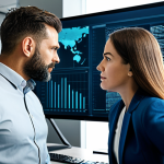 Home 4 사이버 보안 위협에 대한 통합 대응 시스템 구축 - **
"A diverse team of IT professionals collaborating around a large monitor displaying network secu...